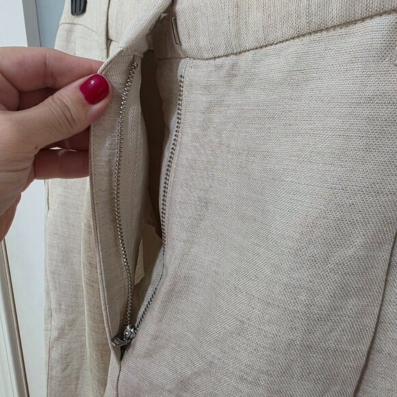 Wilfred Linen Slacks Women’s Size 6 Beige Wide Leg Pants - Picture 3 of 13